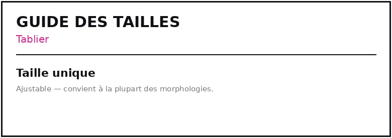 Guide des tailles Tablier